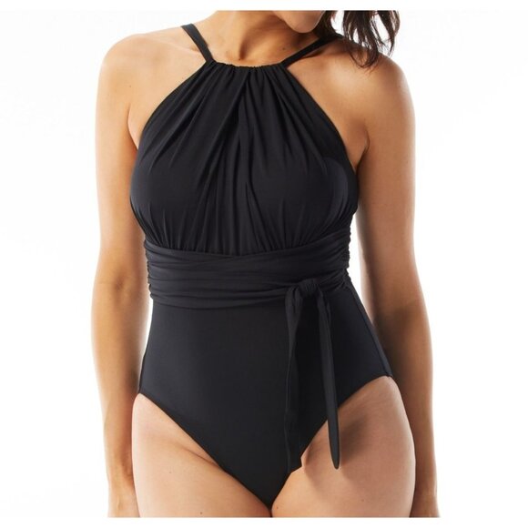 Coco Reef Contours One-Piece Swimsuit Wrap Belt High-Neck Grecian Swimwear 36C - Picture 1 of 5